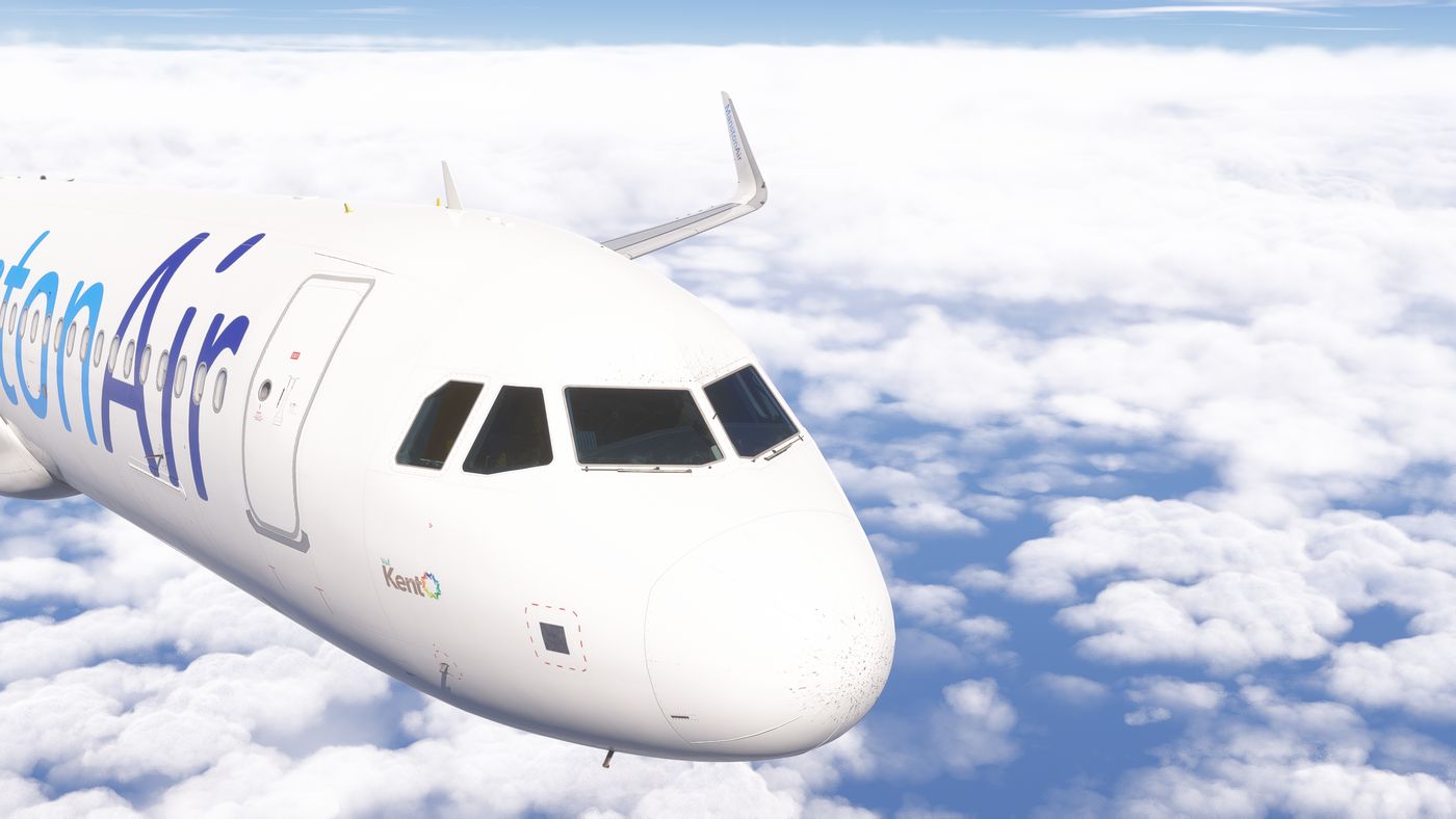 Manston Air A320neo above the clouds